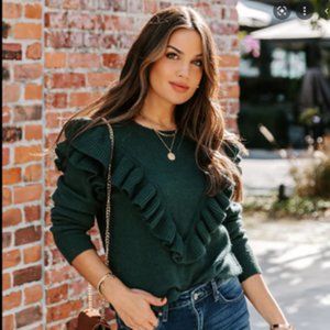 Vici Dianna Green Ruffle Sweater